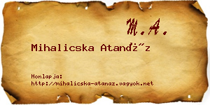 Mihalicska Atanáz névjegykártya